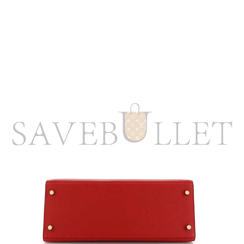 HERMÈS KELLY HANDBAG ROUGE VIF EPSOM WITH GOLD HARDWARE 28 (28*22*10cm)